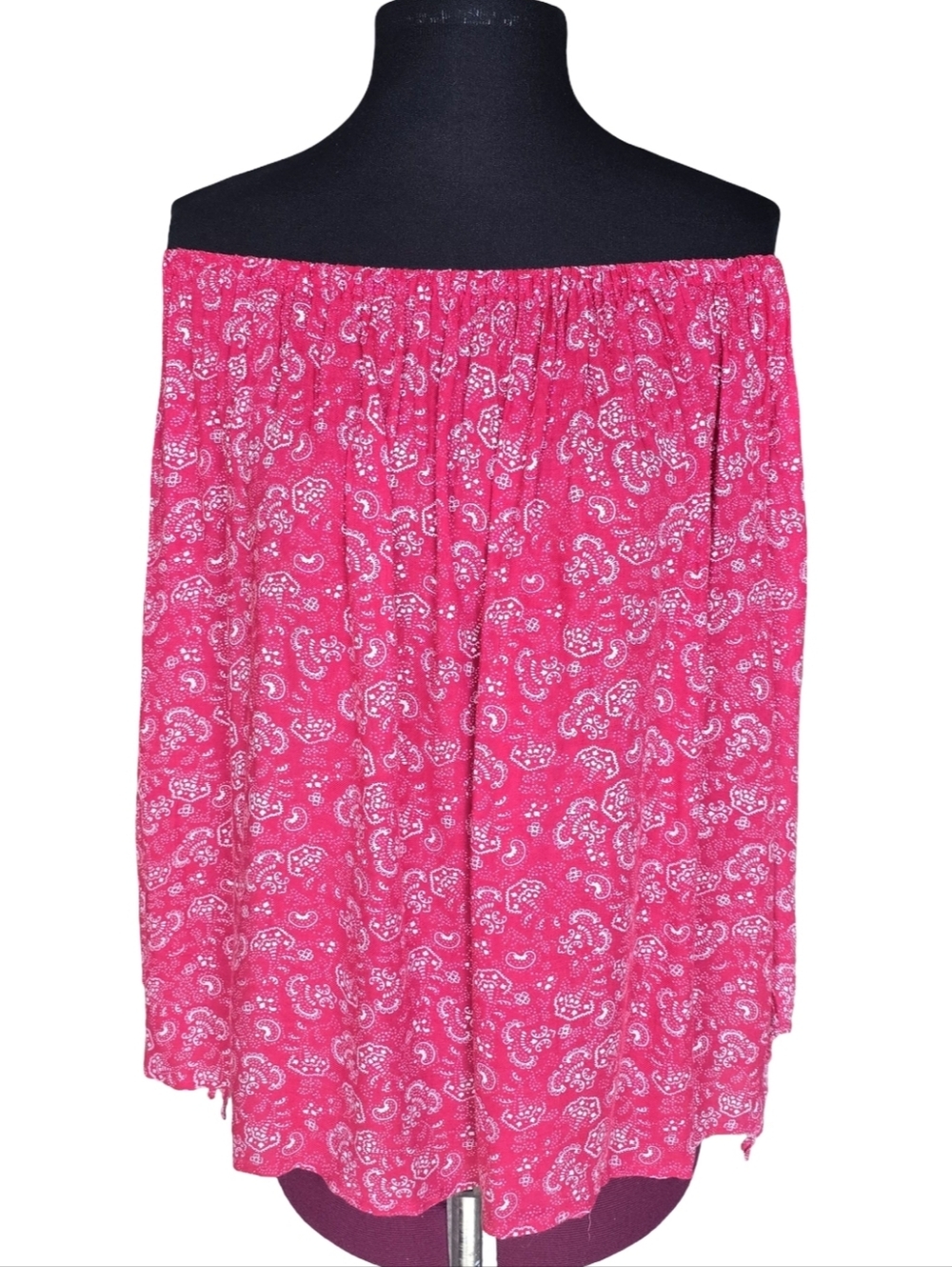 GAP Pink Paisley Print Off Shoulder Long Sleeve Top Size S Boho Casual
